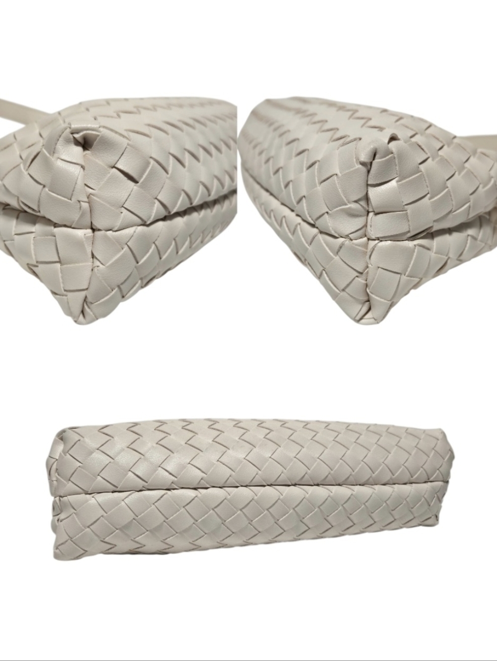 Petite Simone Judy Woven Vegan Leather Shoulder Bag in Light Beige - Picture 5 of 8